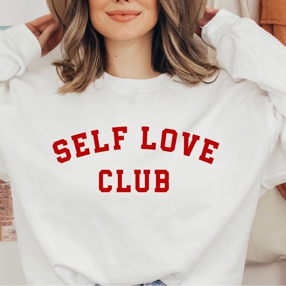Self Love Club Light Grey Varsity Print Long Sleeve Crewneck Sweatshirt - Picture 4 of 8